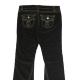 Womens Black Cotton Blend Regular Fit Flared Trousers W38 L33 Button Closure