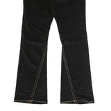 Womens Black Cotton Blend Regular Fit Flared Trousers W38 L33 Button Closure