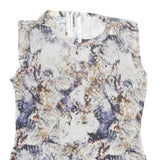 KAREN MILLEN Womens White & Multi Abstract Print Sleeveless Round Neck Top M