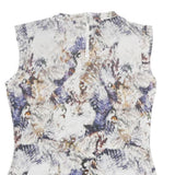 KAREN MILLEN Womens White & Multi Abstract Print Sleeveless Round Neck Top M