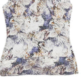 KAREN MILLEN Womens White & Multi Abstract Print Sleeveless Round Neck Top M