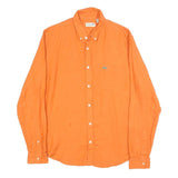 LACOSTE Mens Orange Linen Shirt L Button Down Collar Long Sleeve Casual