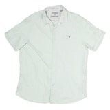 TED BAKER Mens White Cotton Short Sleeve Shirt S Polka Dot Detail Casual