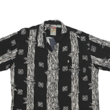 PINEAPPLE CONNECTION Mens Black & Cream Rayon Shirt L Short Sleeve Casual Summer