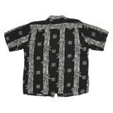 PINEAPPLE CONNECTION Mens Black & Cream Rayon Shirt L Short Sleeve Casual Summer