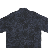 HOLLIS RIVER Mens Blue & Black Rayon Shirt L Floral Pattern Relaxed Fit Casual