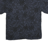 HOLLIS RIVER Mens Blue & Black Rayon Shirt L Floral Pattern Relaxed Fit Casual
