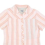 COLUMBIA Womens White & Orange Striped Nylon Shirt M Lightweight Comfortable