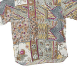 PM COLLECTION Mens Cream Patchwork Pattern Short Sleeve Shirt M Cotton Blend