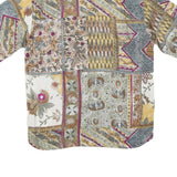 PM COLLECTION Mens Cream Patchwork Pattern Short Sleeve Shirt M Cotton Blend