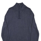 CALVIN KLEIN Mens Blue Plain Pullover Roll Neck Basic Knit M Cotton Blend Jumper