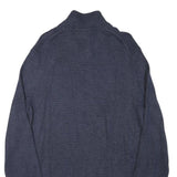 CALVIN KLEIN Mens Blue Plain Pullover Roll Neck Basic Knit M Cotton Blend Jumper