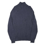 CALVIN KLEIN Mens Blue Plain Pullover Roll Neck Basic Knit M Cotton Blend Jumper