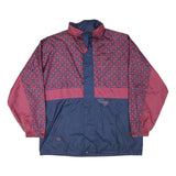 JEANTEX Mens Blue & Maroon Classic Zip Jacket XL Polyester Blend Printed Pattern