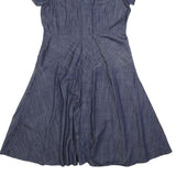 TOMMY HILFIGER Womens Blue Shirt Dress Cotton Blend Short Sleeve Knee Length S