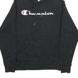 CHAMPION Mens Black Pullover Hoodie S Cotton Blend Drawstring Hood Casual