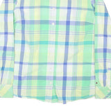 TOMMY HILFIGER Womens Blue & Green Check Shirt L Cotton Blend Casual Lightweight