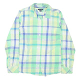 TOMMY HILFIGER Womens Blue & Green Check Shirt L Cotton Blend Casual Lightweight