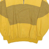 Mens Yellow Patterned Pullover Basic Knit L Half Zip Jumper Cotton Blend