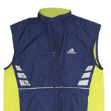 ADIDAS Mens Blue & Yellow Sleeveless Zip Jacket Polyester Blend Sports Vest M