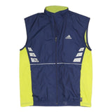 ADIDAS Mens Blue & Yellow Sleeveless Zip Jacket Polyester Blend Sports Vest M