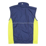 ADIDAS Mens Blue & Yellow Sleeveless Zip Jacket Polyester Blend Sports Vest M