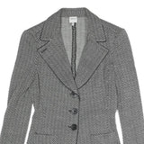 ARMANI COLLEZIONI Womens Black Jacket M Cotton Blend Herringbone Button Closure