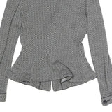 ARMANI COLLEZIONI Womens Black Jacket M Cotton Blend Herringbone Button Closure