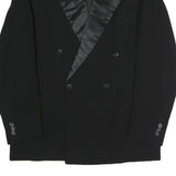 Mens Black Satin Lapel Button Jacket L Polyester Blend Classic Stylish