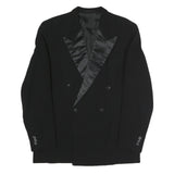 Mens Black Satin Lapel Button Jacket L Polyester Blend Classic Stylish