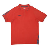 UMBRO Mens Red & Navy Short Sleeve Polo Shirt XL Casual Cotton Blend Sportswear