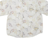 COLUMBIA Mens Cream & Beige Cotton Blend Fishing Shirt L Casual Summer Button