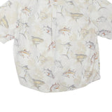 COLUMBIA Mens Cream & Beige Cotton Blend Fishing Shirt L Casual Summer Button
