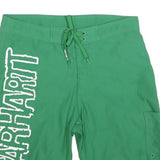 CARHARTT Mens Shorts Green Polyester Blend Casual M W32 Logo Print Drawstring
