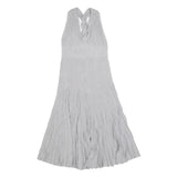 JOSEPH Womens Silver Fit & Flare Knit Sleeveless Midi Dress XS Elegant Summer