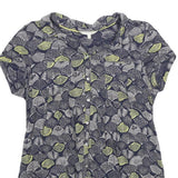 WHITE STUFF Womens Navy Blue & Pale Green Printed Short Sleeve Crew Neck Top UK