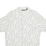 JOHN HENRY Mens White Pattern Shirt L Lightweight Casual Viscose