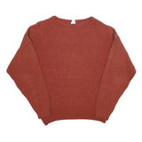 Mens Rust Patterned Cotton Blend Jumper Crew Neck Waffle Knit S Casualwear