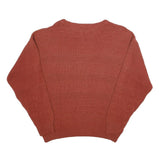 Mens Rust Patterned Cotton Blend Jumper Crew Neck Waffle Knit S Casualwear