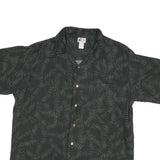 CHEROKEE Mens Black Rayon Hawaiian Shirt L Tropical Floral Print Casual