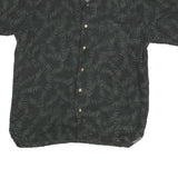 CHEROKEE Mens Black Rayon Hawaiian Shirt L Tropical Floral Print Casual
