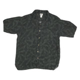 CHEROKEE Mens Black Rayon Hawaiian Shirt L Tropical Floral Print Casual
