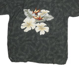 CHEROKEE Mens Black Rayon Hawaiian Shirt L Tropical Floral Print Casual