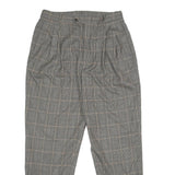 BARRY BRICKEN Mens Wool Grey Checked Regular Fit Straight Trousers W32 L32