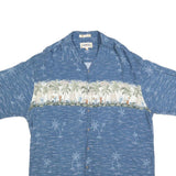 CAMPIA Mens Blue Hawaiian Shirt XL Tropical Palm Print Casual Summer Style