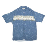 CAMPIA Mens Blue Hawaiian Shirt XL Tropical Palm Print Casual Summer Style