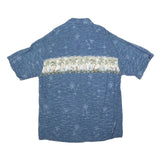 CAMPIA Mens Blue Hawaiian Shirt XL Tropical Palm Print Casual Summer Style