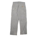 CARHARTT Mens Relaxed Grey Cotton Blend Trousers W30 L32 Workwear Durable Zip