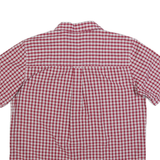 CHAPS Mens Red & White Checked Shirt L Cotton Blend Casual Button Down