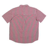 CHAPS Mens Red & White Checked Shirt L Cotton Blend Casual Button Down